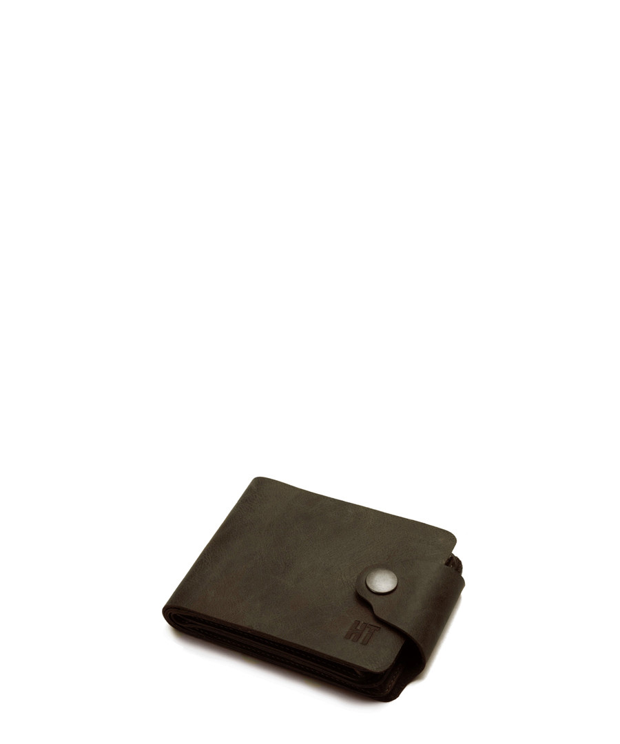 Brown leather stud flap wallet Sale - hautton