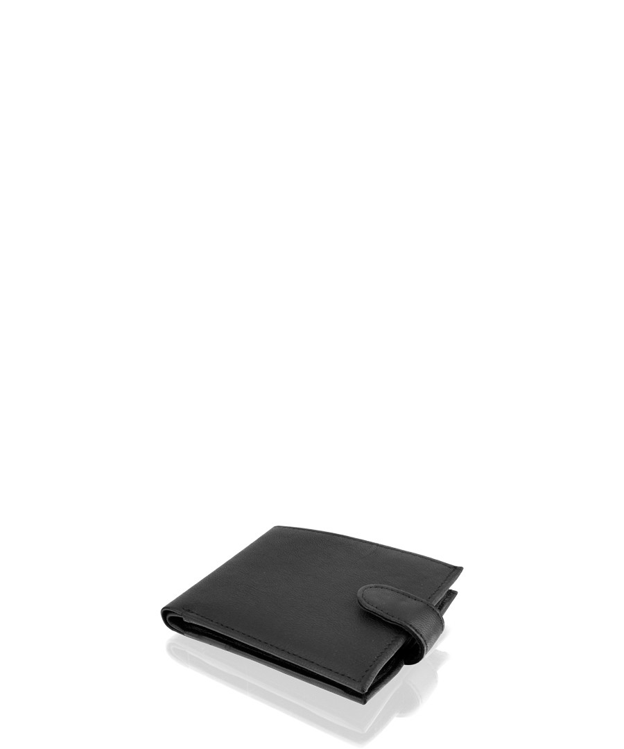 Black leather stud flap fastening wallet Sale - woodland leathers