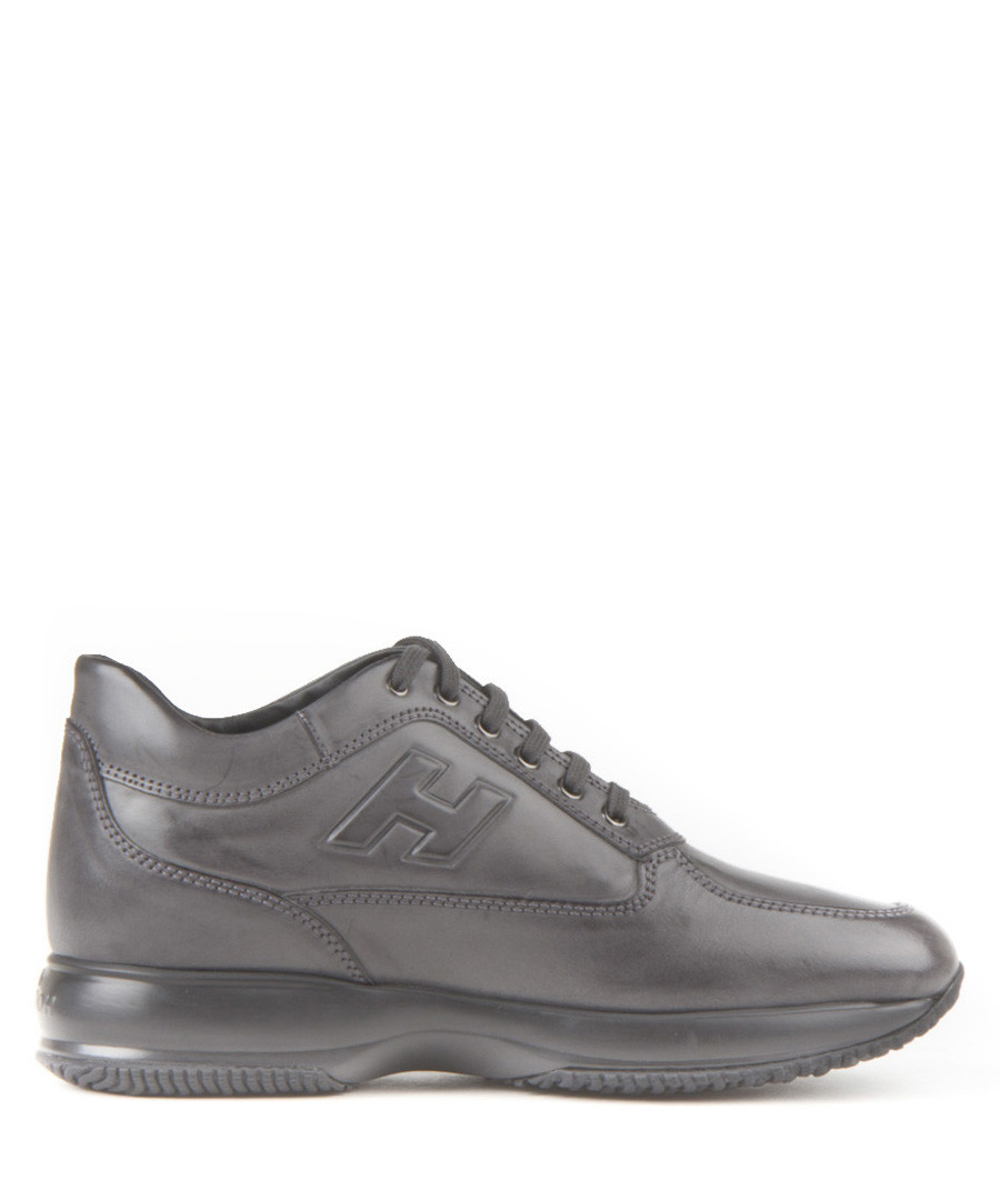 Men's Grey leather lace-up sneakers Sale - hogan