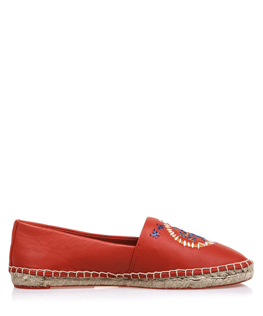Daley red leather espadrilles Sale - tory burch