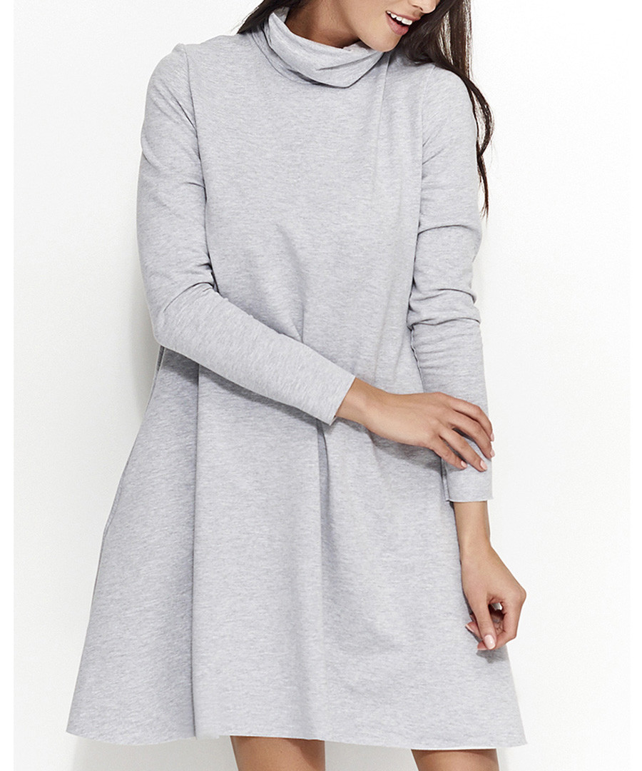 Grey cotton blend roll neck dress Sale - numinou