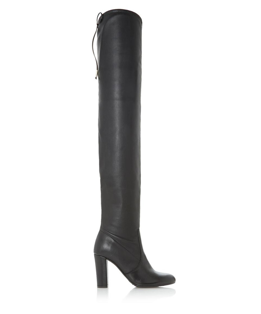 Sybil black leather over-the-knee boots Sale - Dune