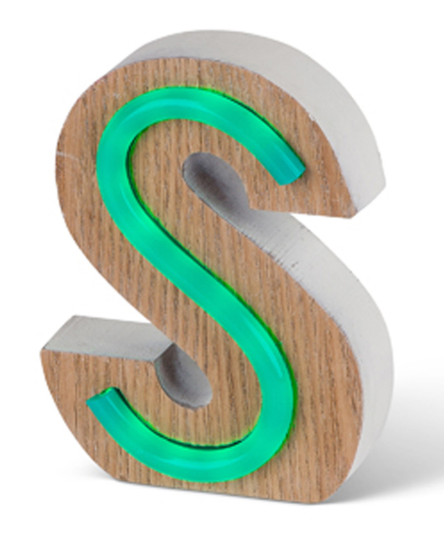 Green LED wood letter S sign Sale - Illuminated Art