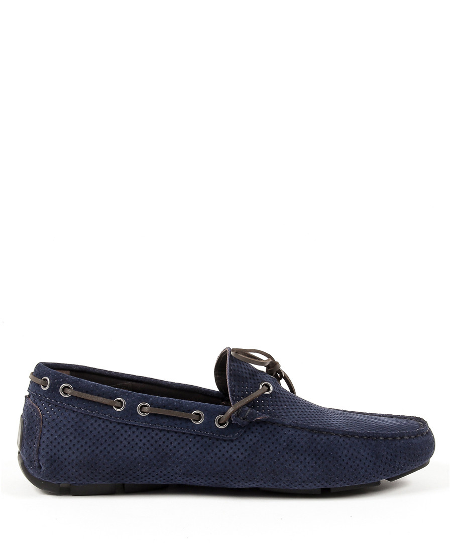 Dark blue suede textured moccasins Sale - versace 1969 abbigliamento sportivo srl milano italia