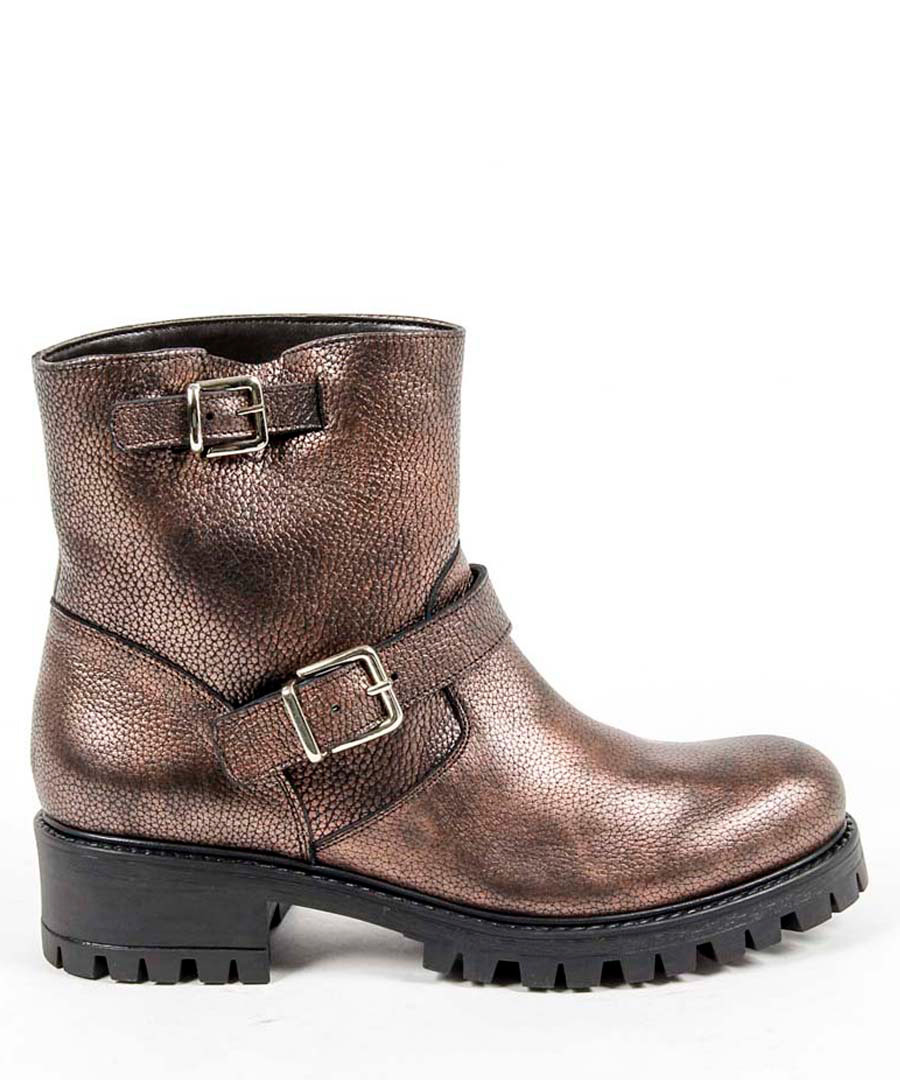 Bronze-tone leather buckle boots Sale - V ITALIA BY VERSACE 1969 ABBIGLIAMENTO SPORTIVO SRL MILANO ITALIA