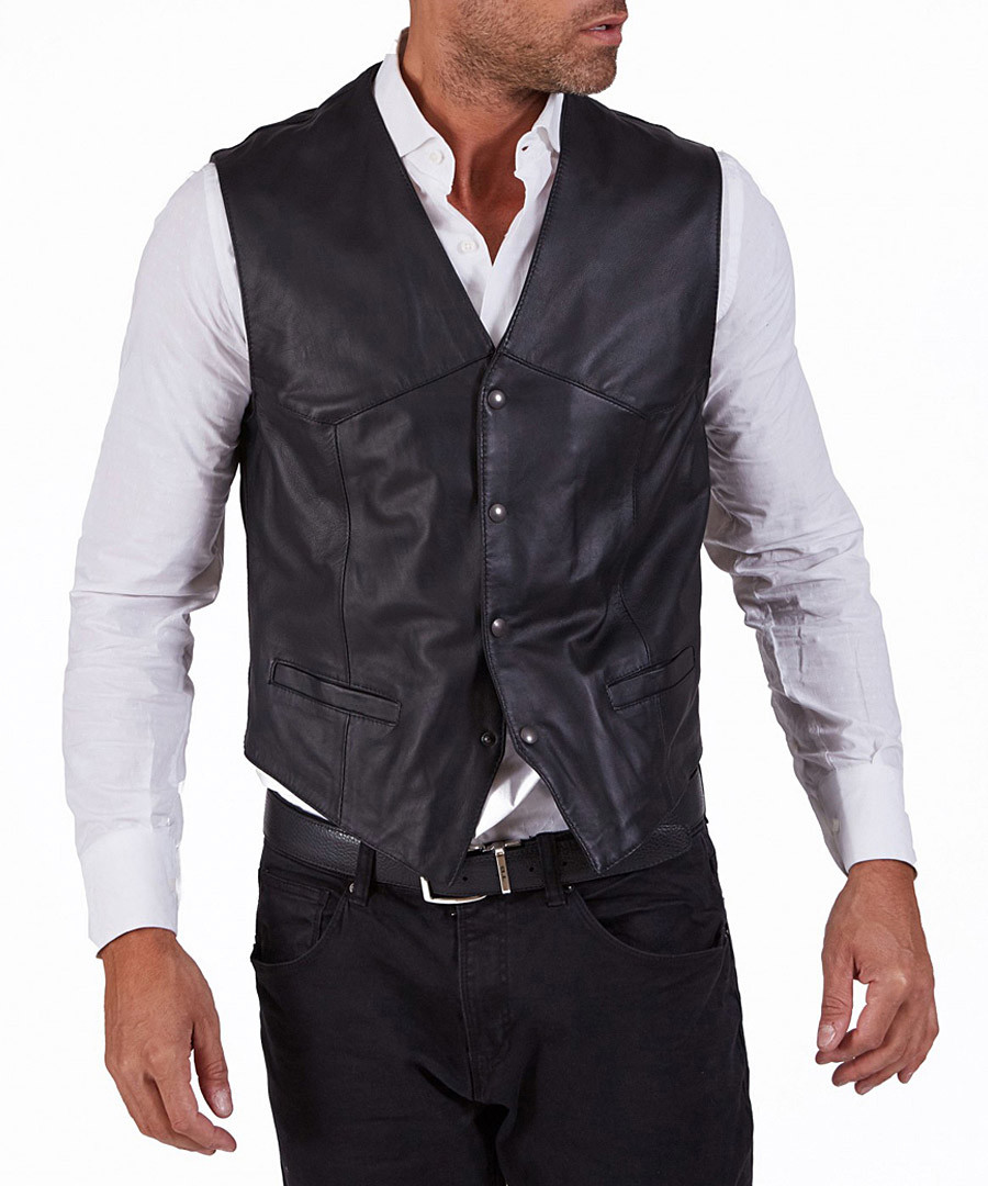 Black lambskin waistcoat Sale - ad milano