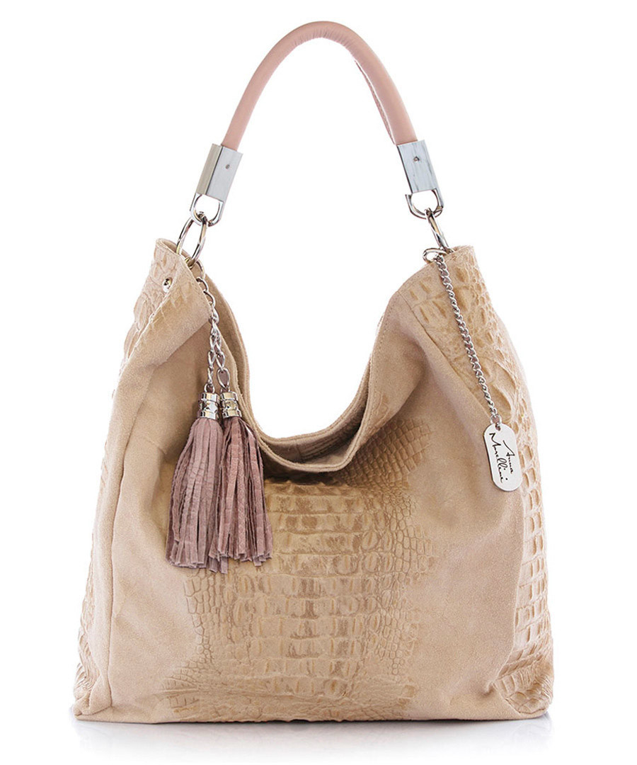 Oyster leather moc-croc shoulder bag Sale - anna morellini