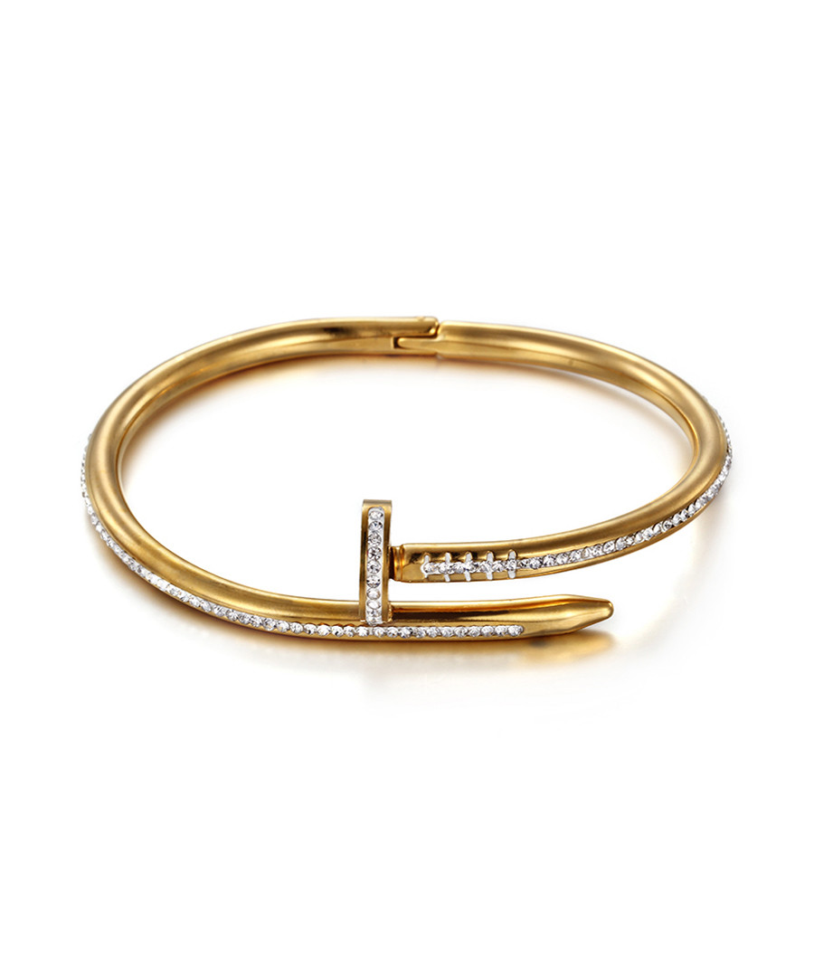 18k gold-plated & crystal nail bangle Sale - chloe collection by liv oliver