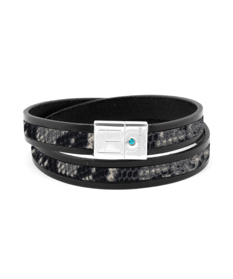 Black leather & silver bracelet Sale - Tateossian London