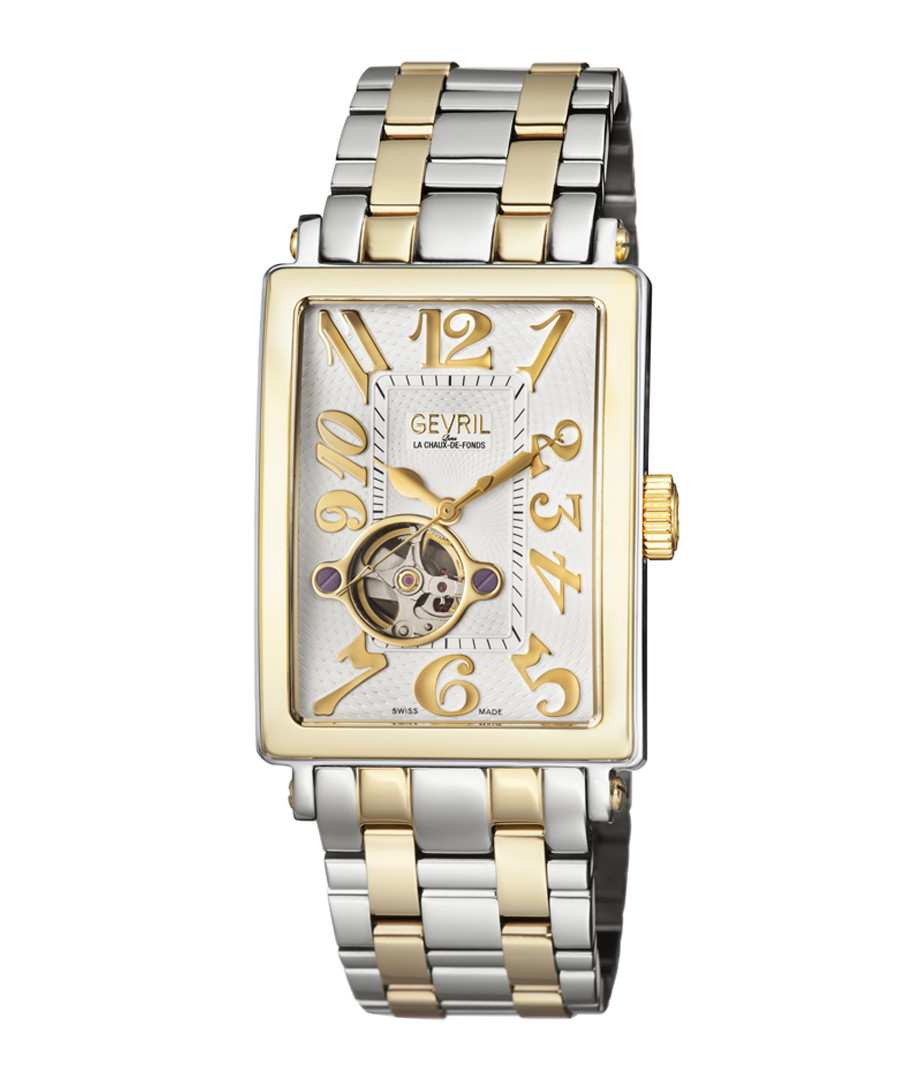 Silver & gold-tone square dial watch Sale - gevril
