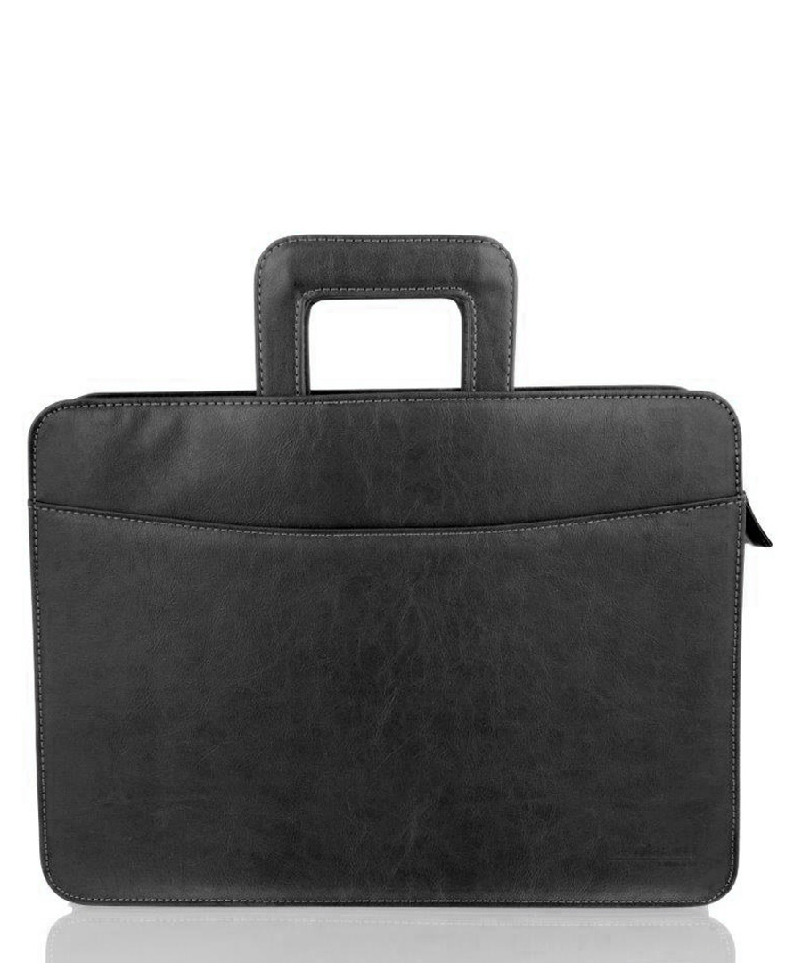 Black leather folio briefcase Sale - woodland leathers