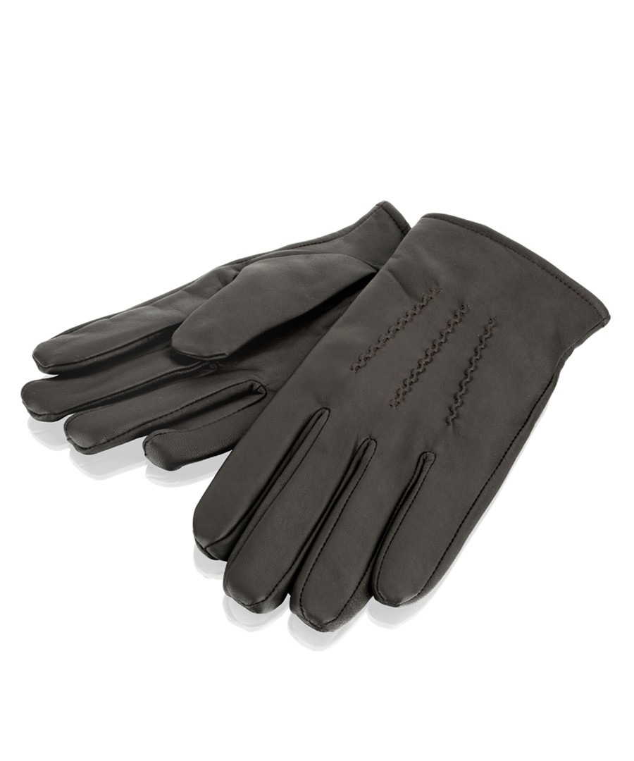 Brown leather stitched gloves Sale - woodland leather