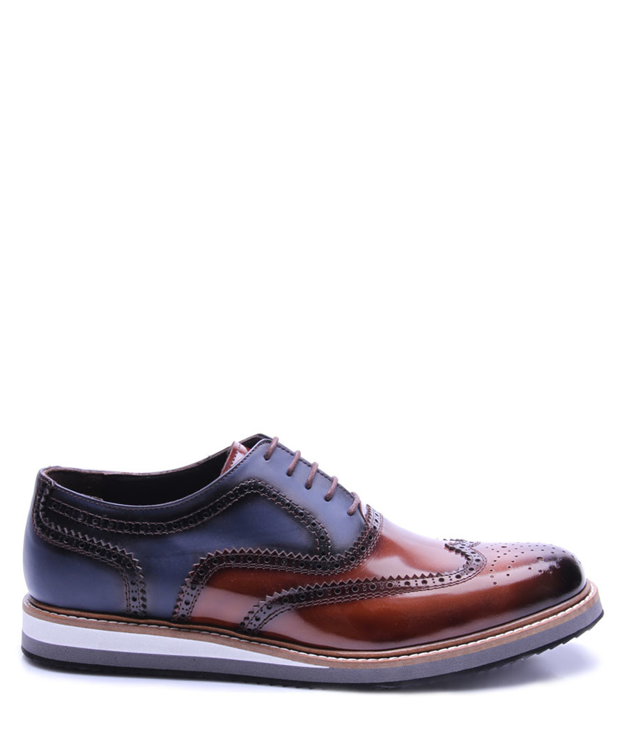 Dark blue & tobacco leather brogues Sale - REPRISE