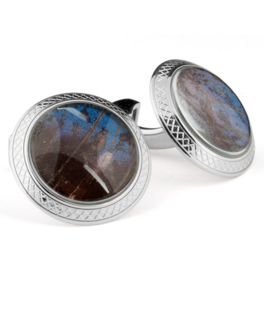 Silver-tone & blue rhodium cufflinks Sale - Tateossian London