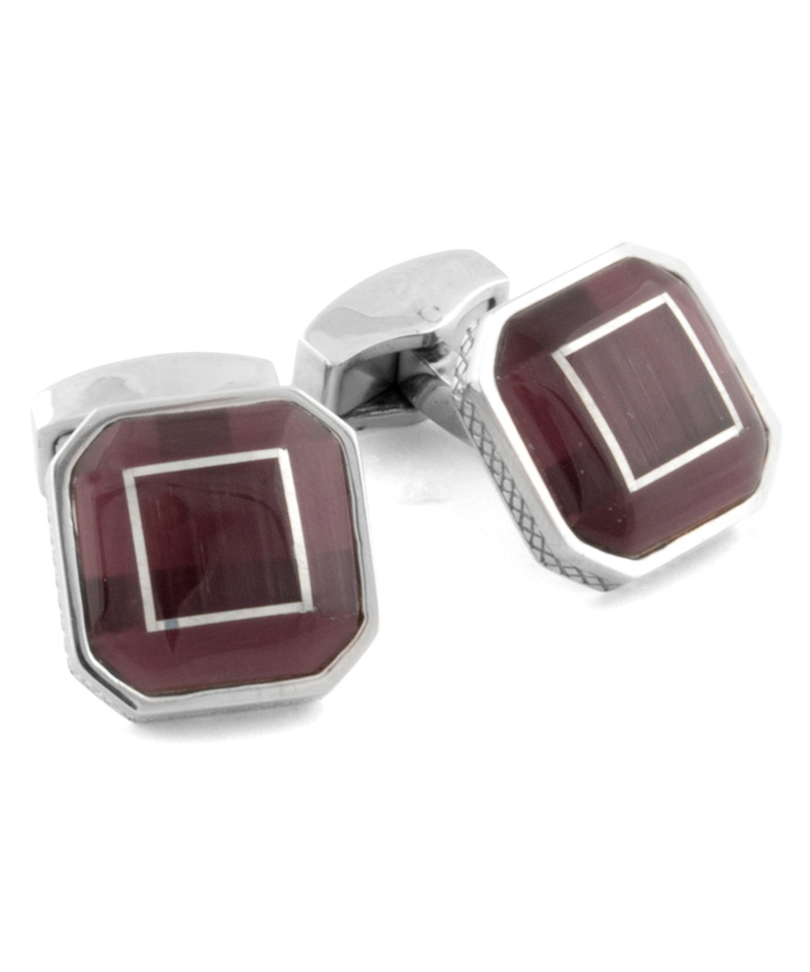 Silver-tone & purple square cufflinks Sale - Tateossian London