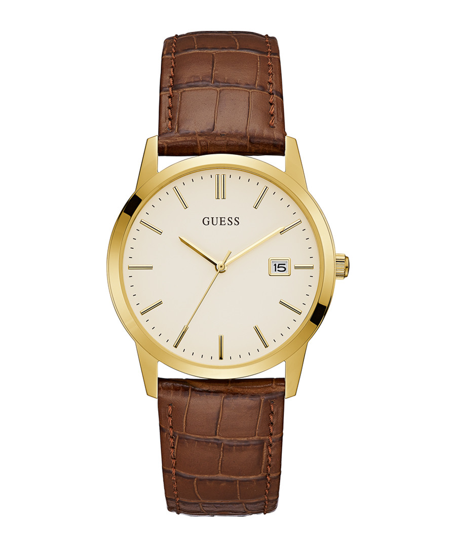 Camden brown & gold-tone leather watch Sale - guess