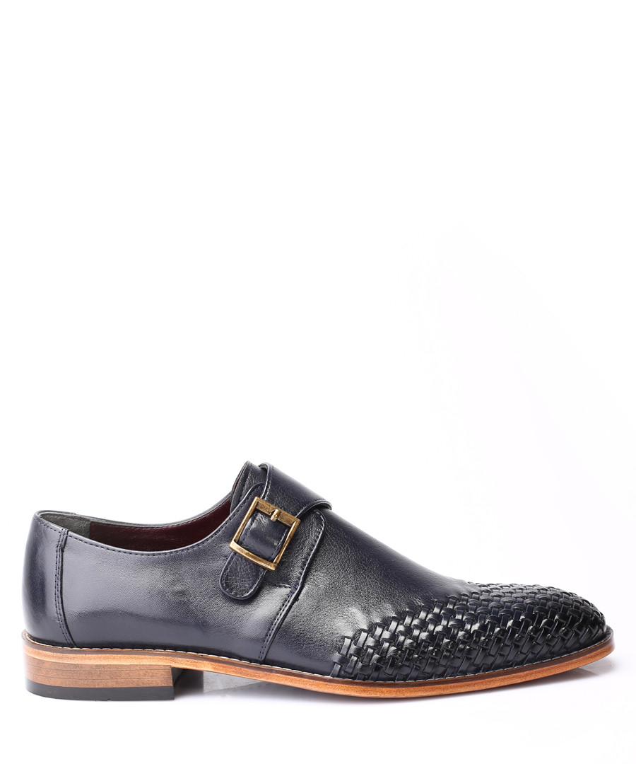 Black leather woven toe Derby shoes Sale - s baker