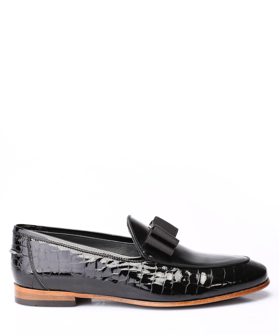 Black leather bow detail loafers Sale - s baker