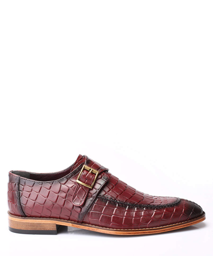 Bordeaux leather moc-croc buckle shoes Sale - s baker