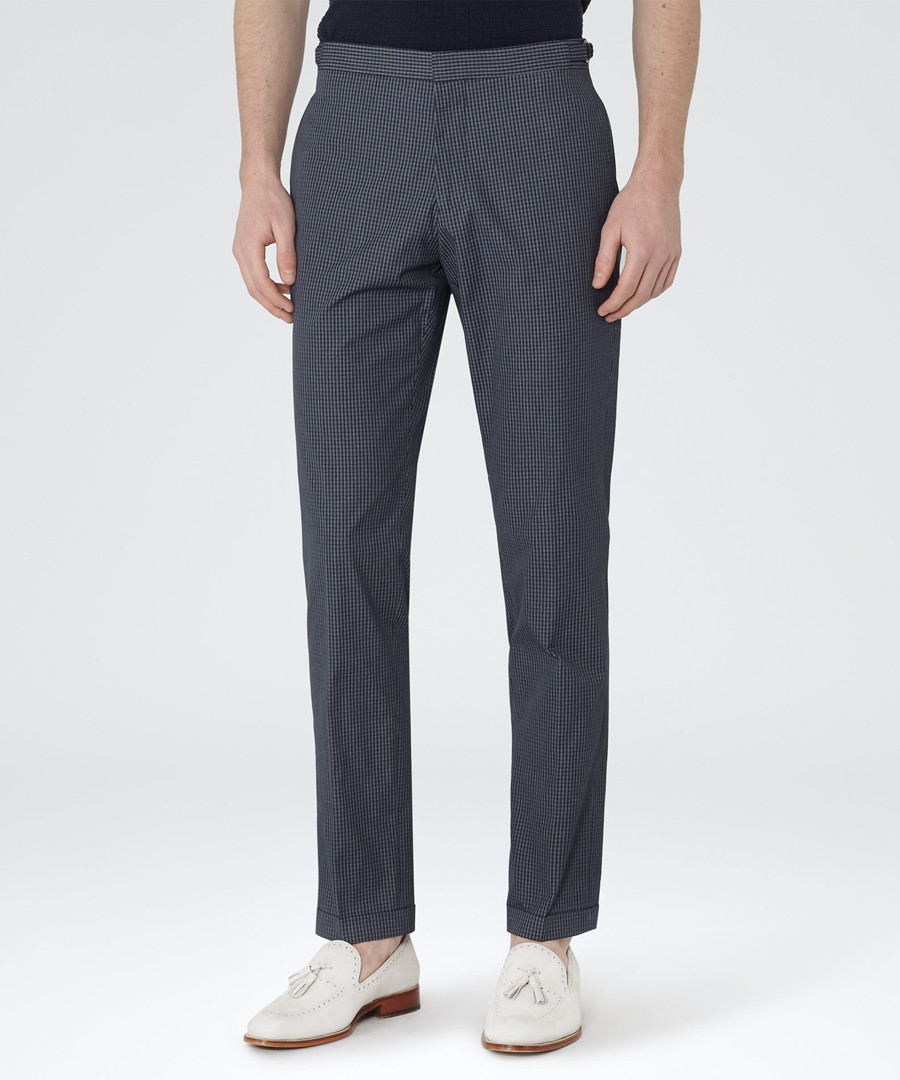 Sampson navy cotton blend trousers Sale - Reiss