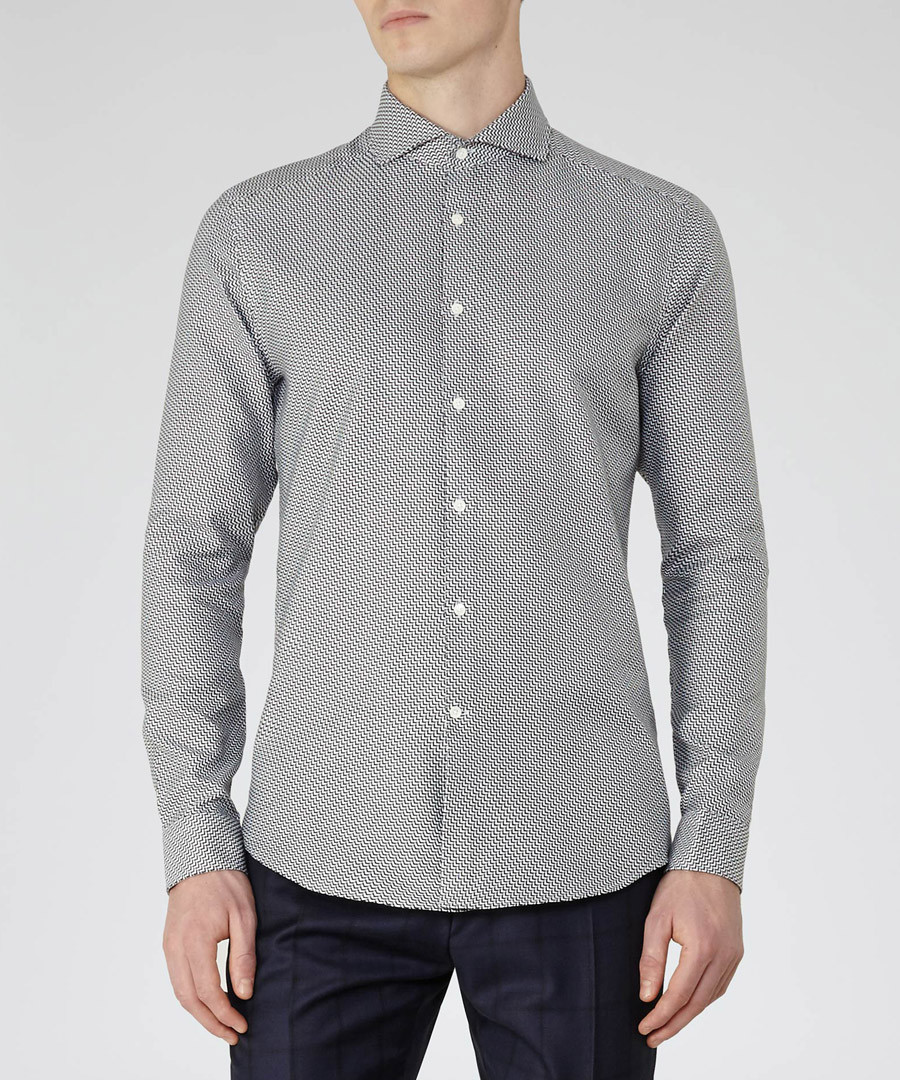 Haunter navy cotton print shirt Sale - Reiss