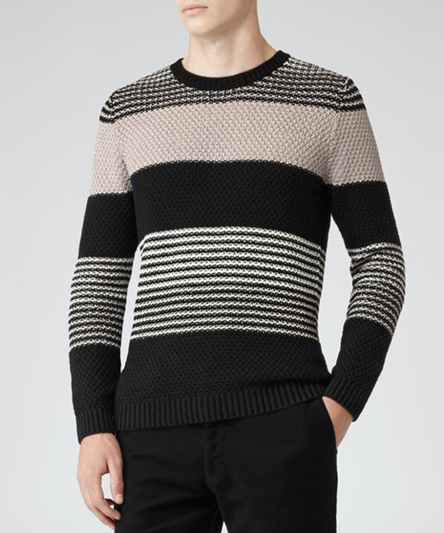 Rigour black & beige pure cotton jumper Sale - Reiss