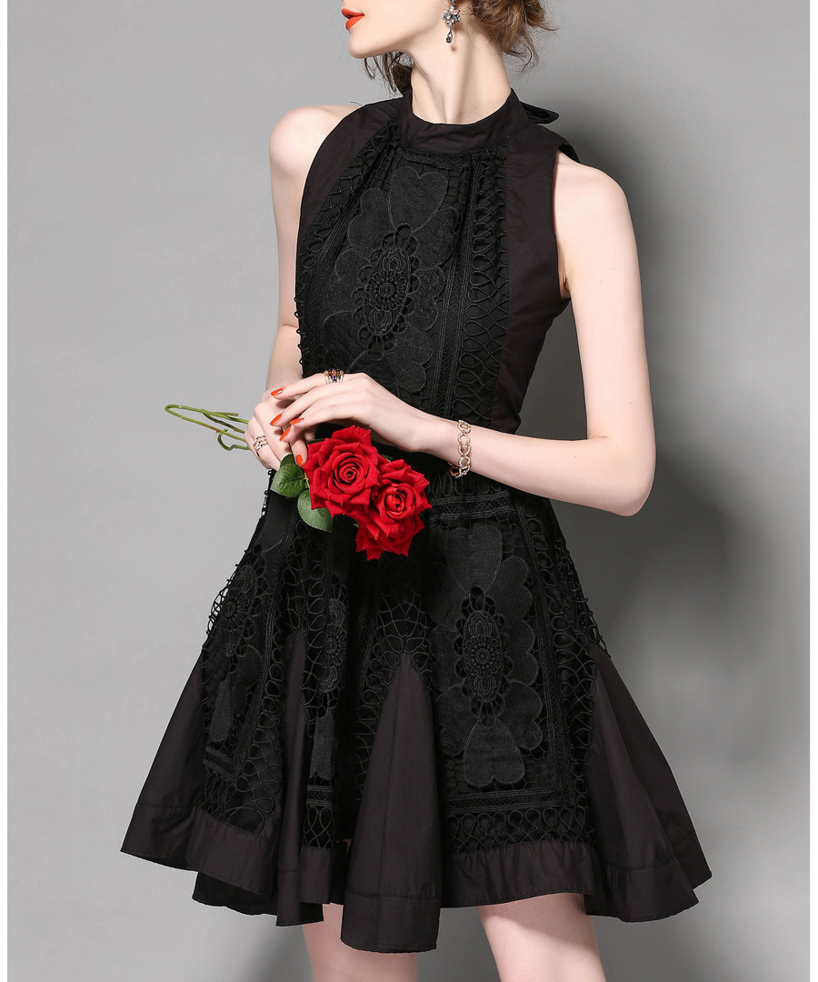 Black sleeveless flared dress Sale - Zeraco