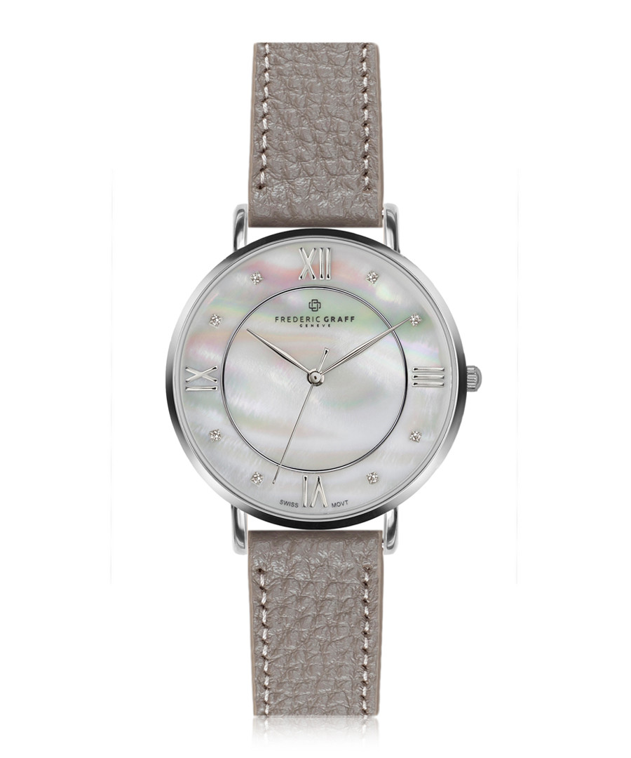 Liskamm silver-plate grey leather watch Sale - frederic graff
