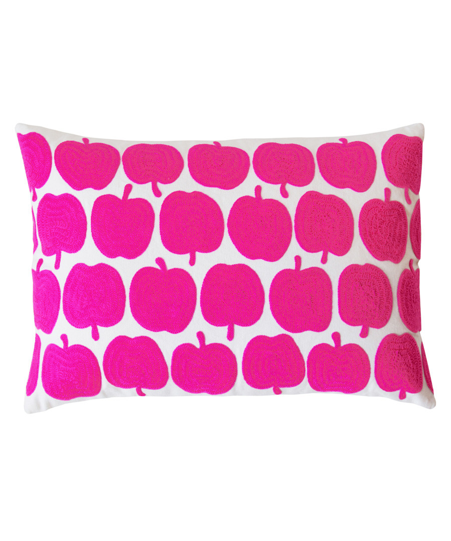 Apples pink cotton embroidered cushion Sale - bombay duck