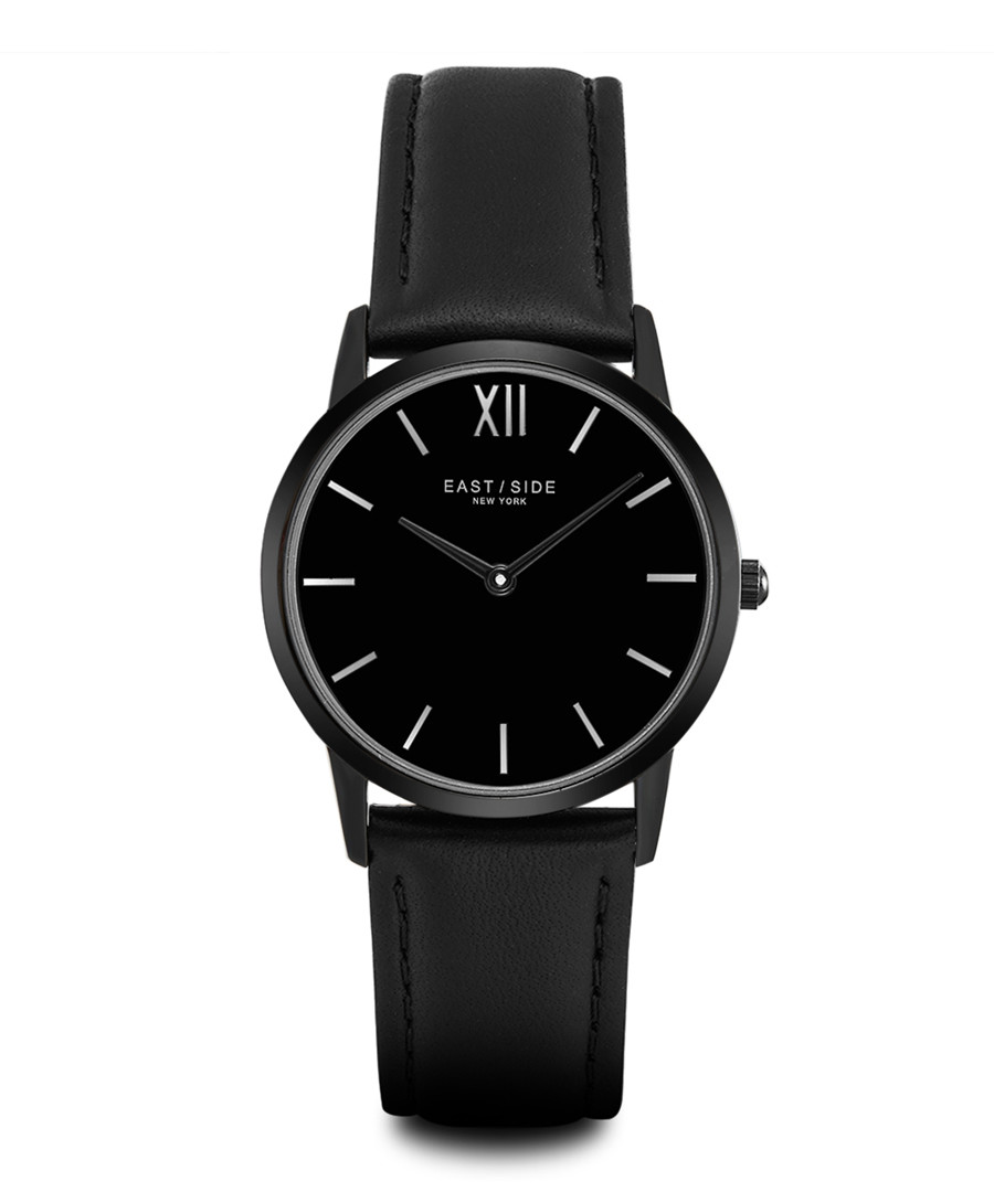 Upper Union black leather & alloy watch Sale - eastside