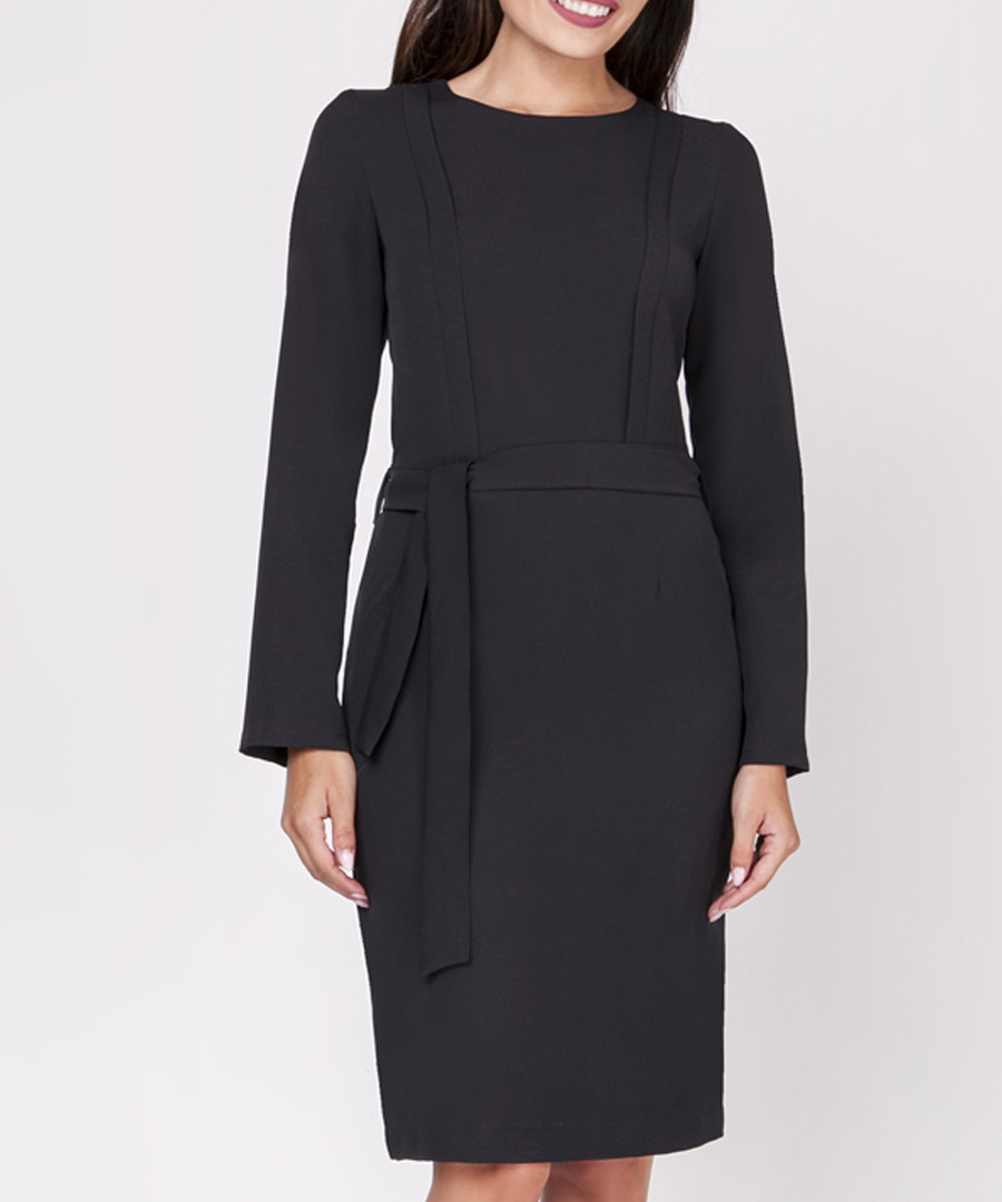 Black belt detail long sleeve dress Sale - naoko