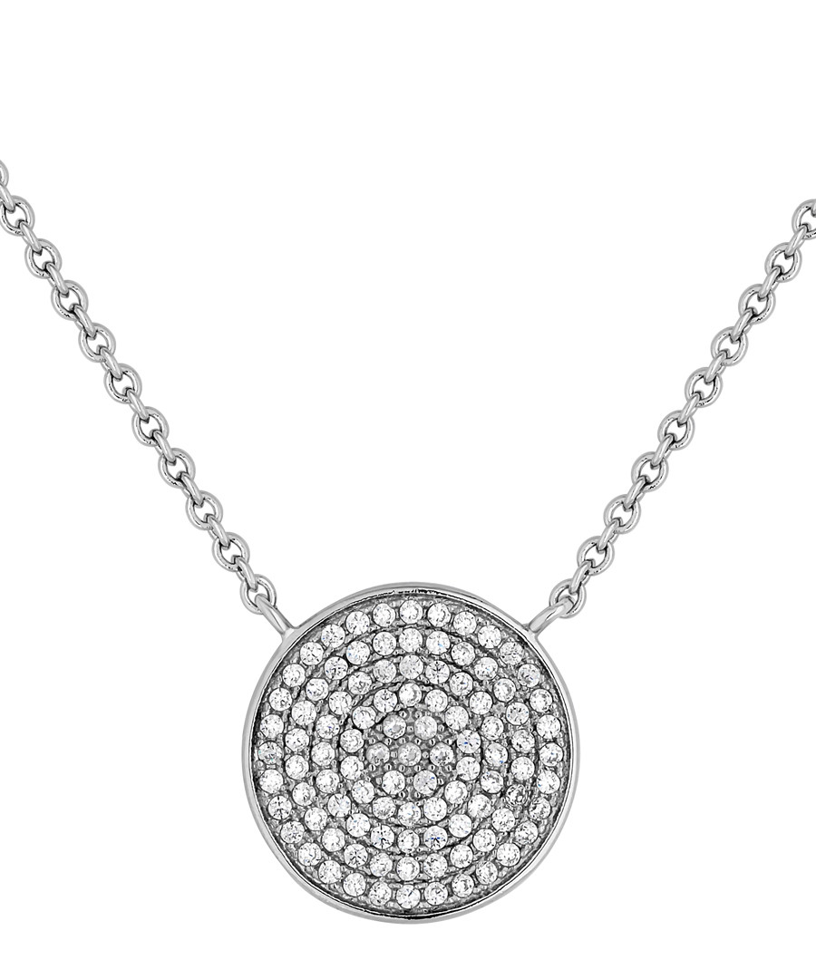 14ct white gold-plated disc necklace Sale - diamond style