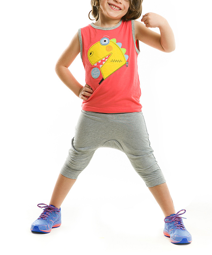 2pc Boys' red cotton blend outfit set Sale - Mushi