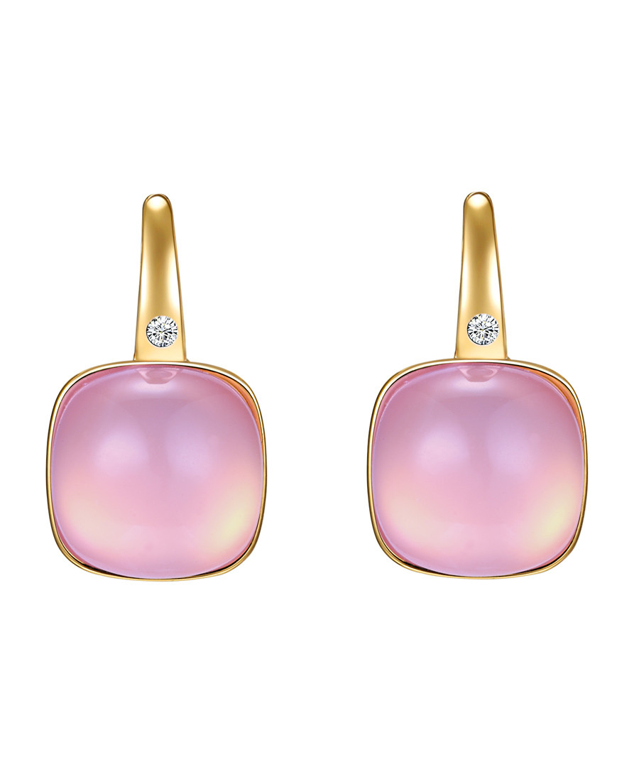 Gold-plated & pink crystal drop earrings Sale - lilly & chloe