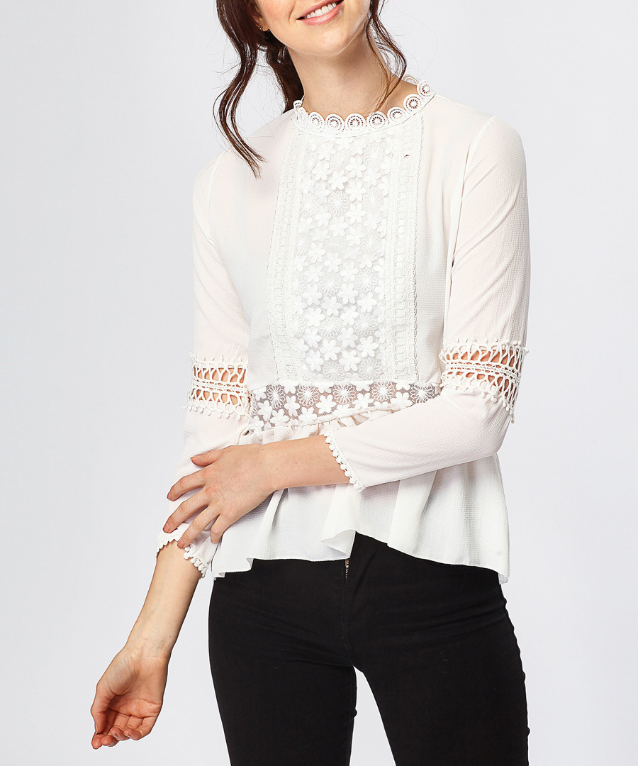 White pure cotton floral panel blouse Sale - zibi london