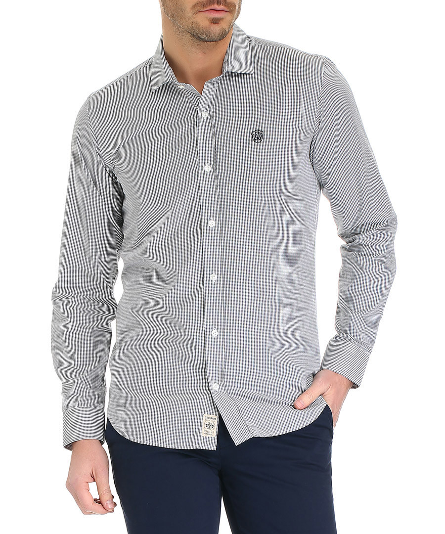 Braemer blue pure cotton checked shirt Sale - galvanni