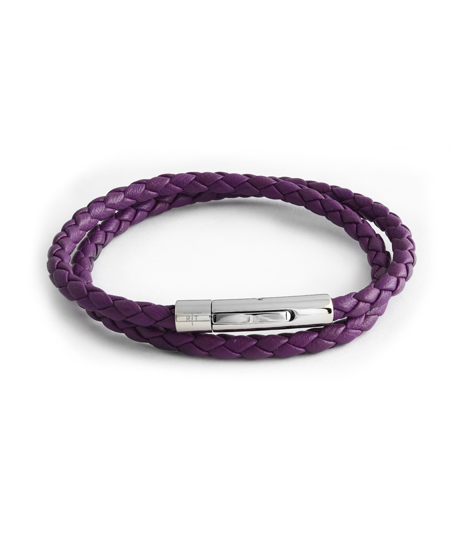 Purple leather braided bracelet Sale - Tateossian London