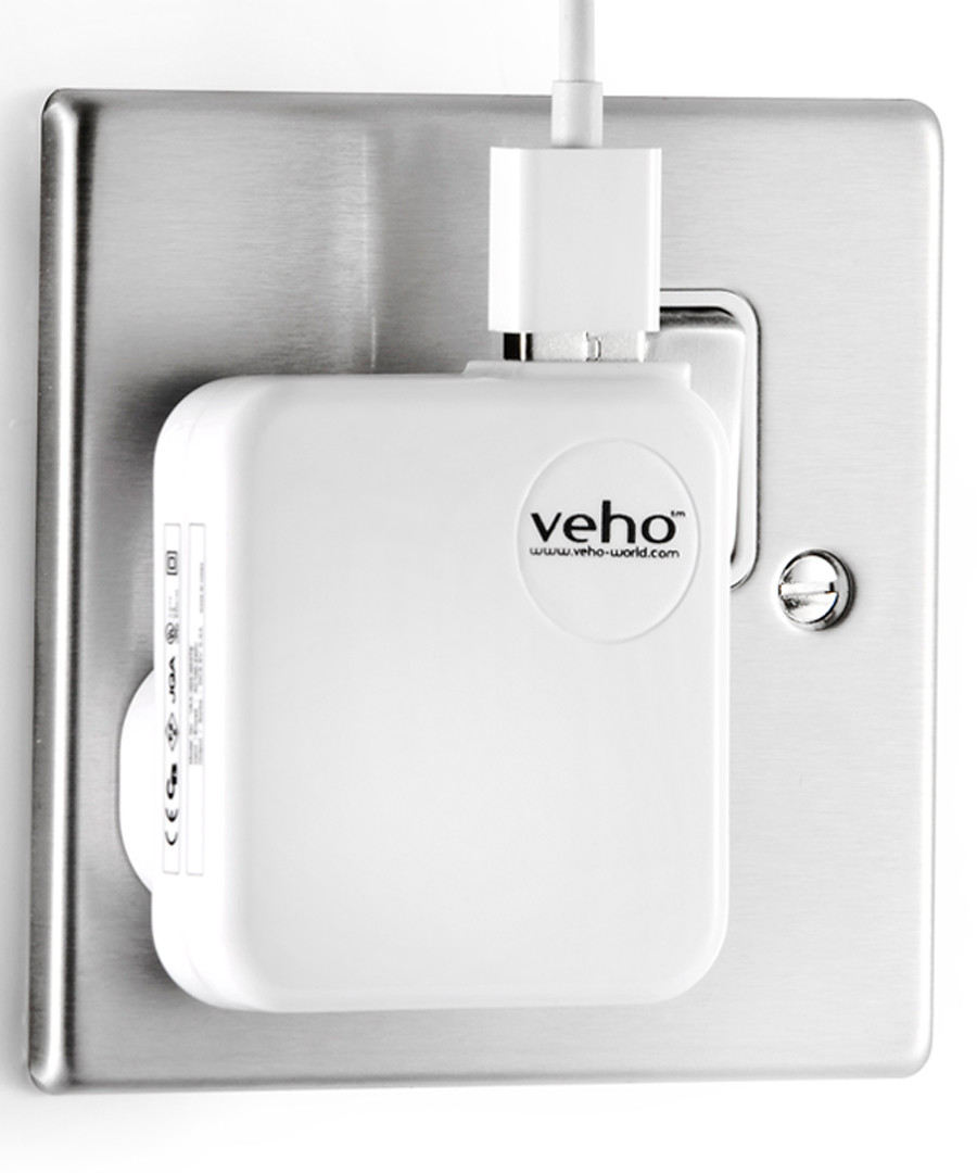 White UK mains 3 pin USB charger Sale - Veho