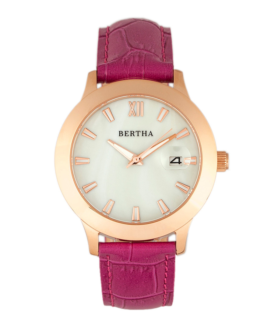 Eden rose gold-tone & pink leather watch Sale - bertha