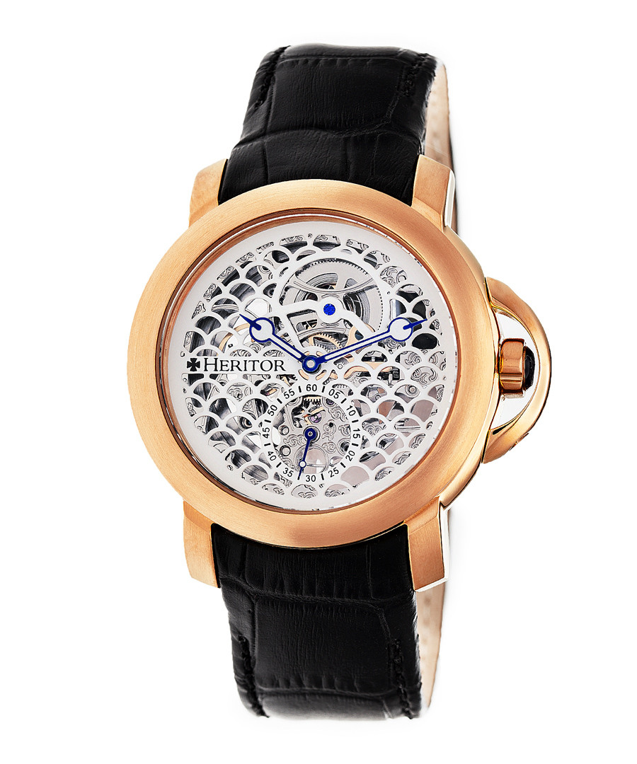 McKinley black leather fish scale watch Sale - heritor automatic