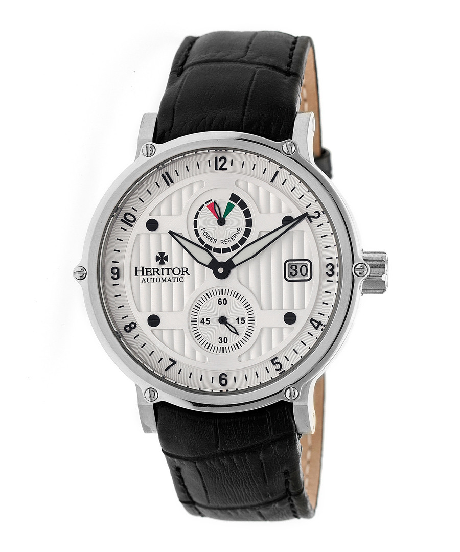 Leopold black & white leather watch Sale - heritor automatic