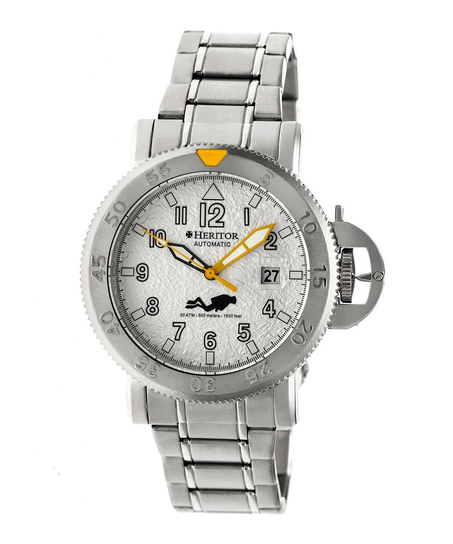 Cahill silver-tone steel link watch Sale - heritor automatic