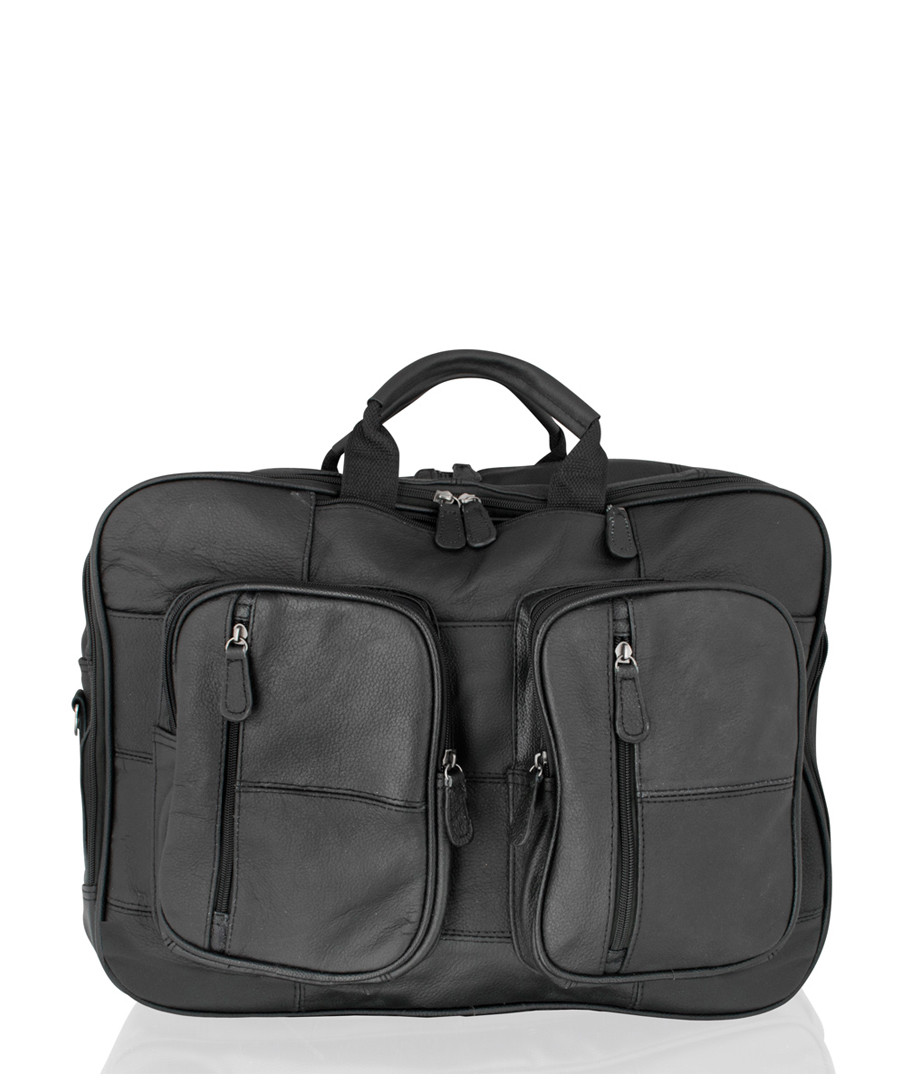 Black leather pocket detail briefcase Sale - lorenz