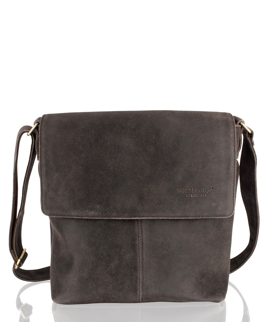 Dark brown suede messenger bag Sale - woodland leathers