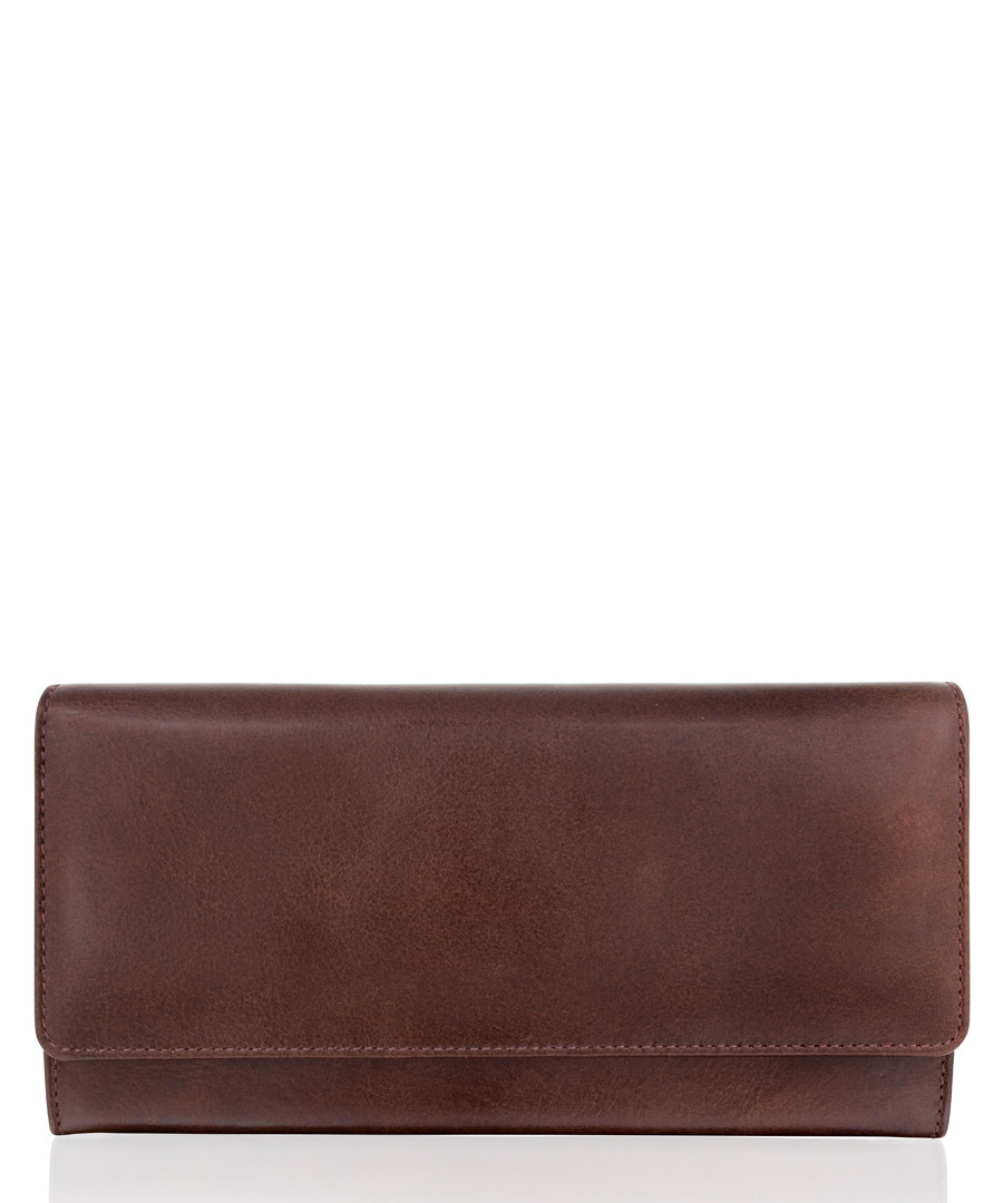 Dark brown leather rectangular wallet Sale - woodland leather
