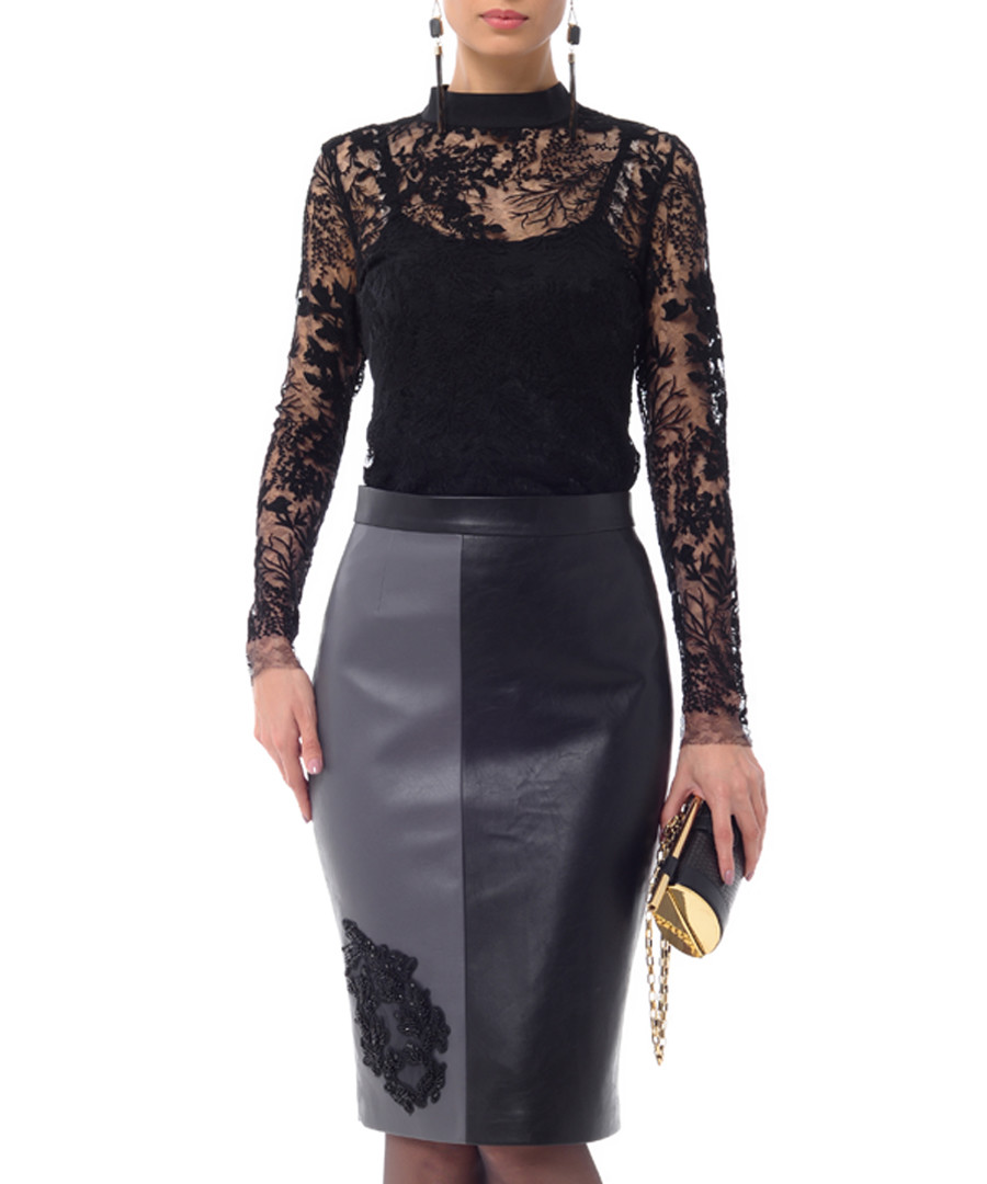 Black & grey panel midi skirt Sale - Iren Klairie