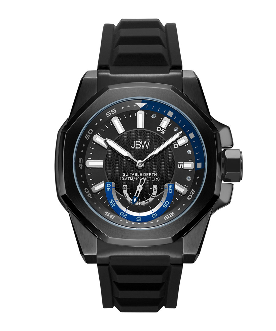Delmare black ion-plated silicone watch Sale - jbw