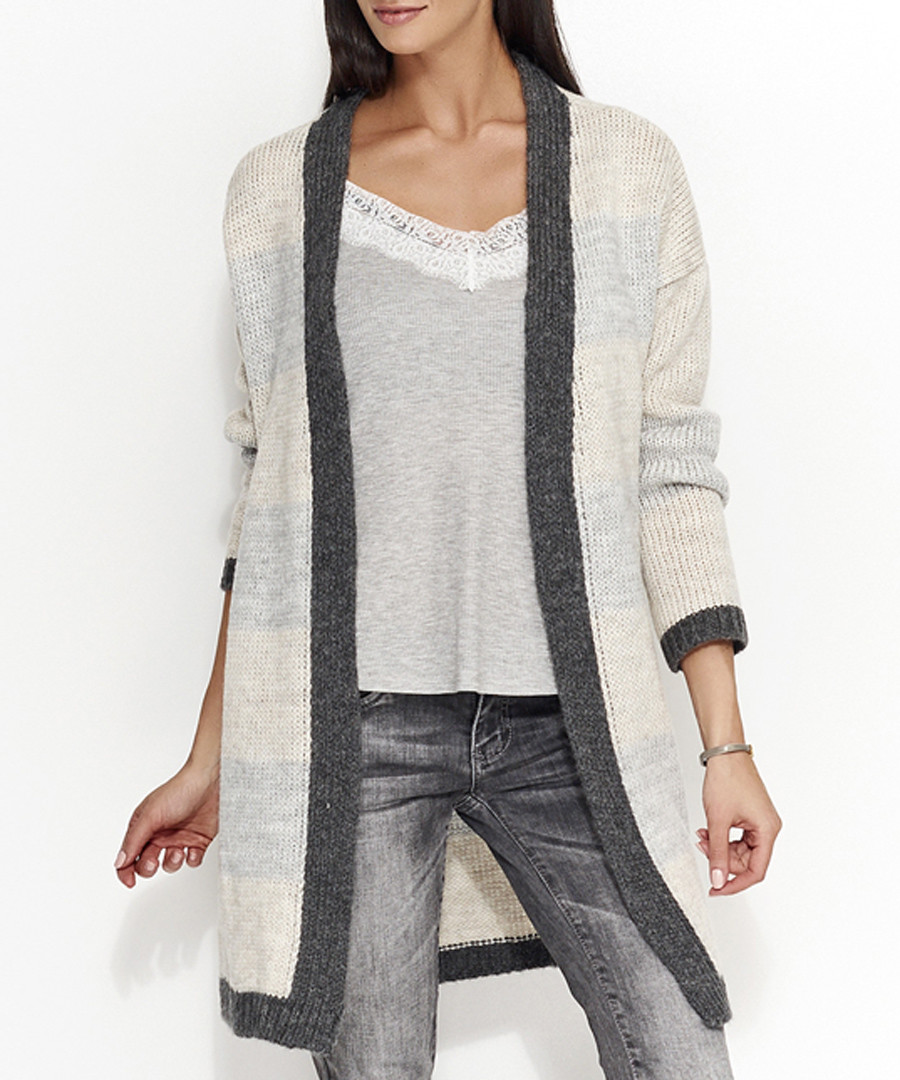 Beige & grey mohair blend cardigan Sale - numinou