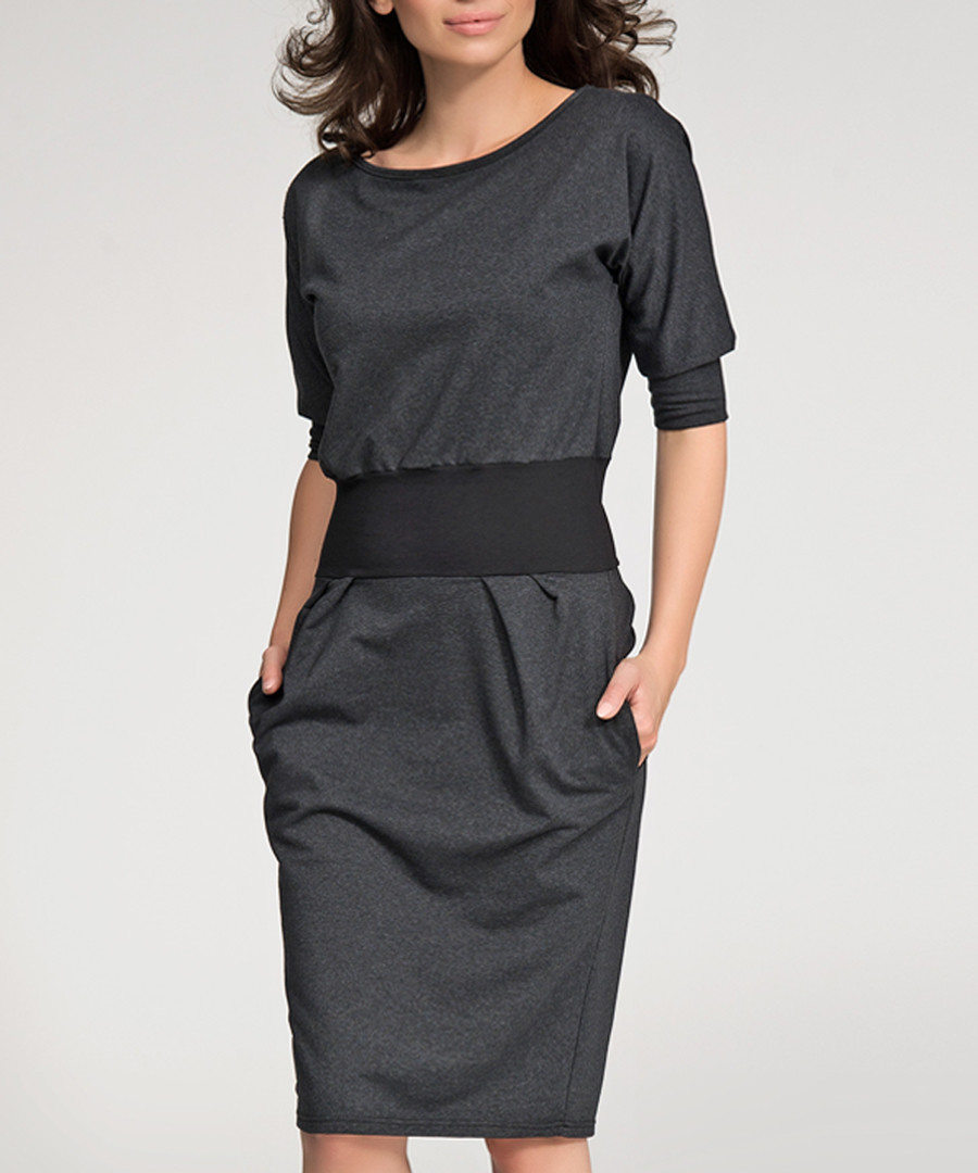 Graphite melange cotton blend band dress Sale - numinou