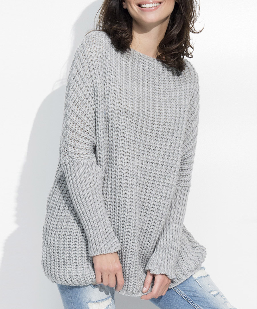 Grey wool blend knit & rib jumper Sale - numinou